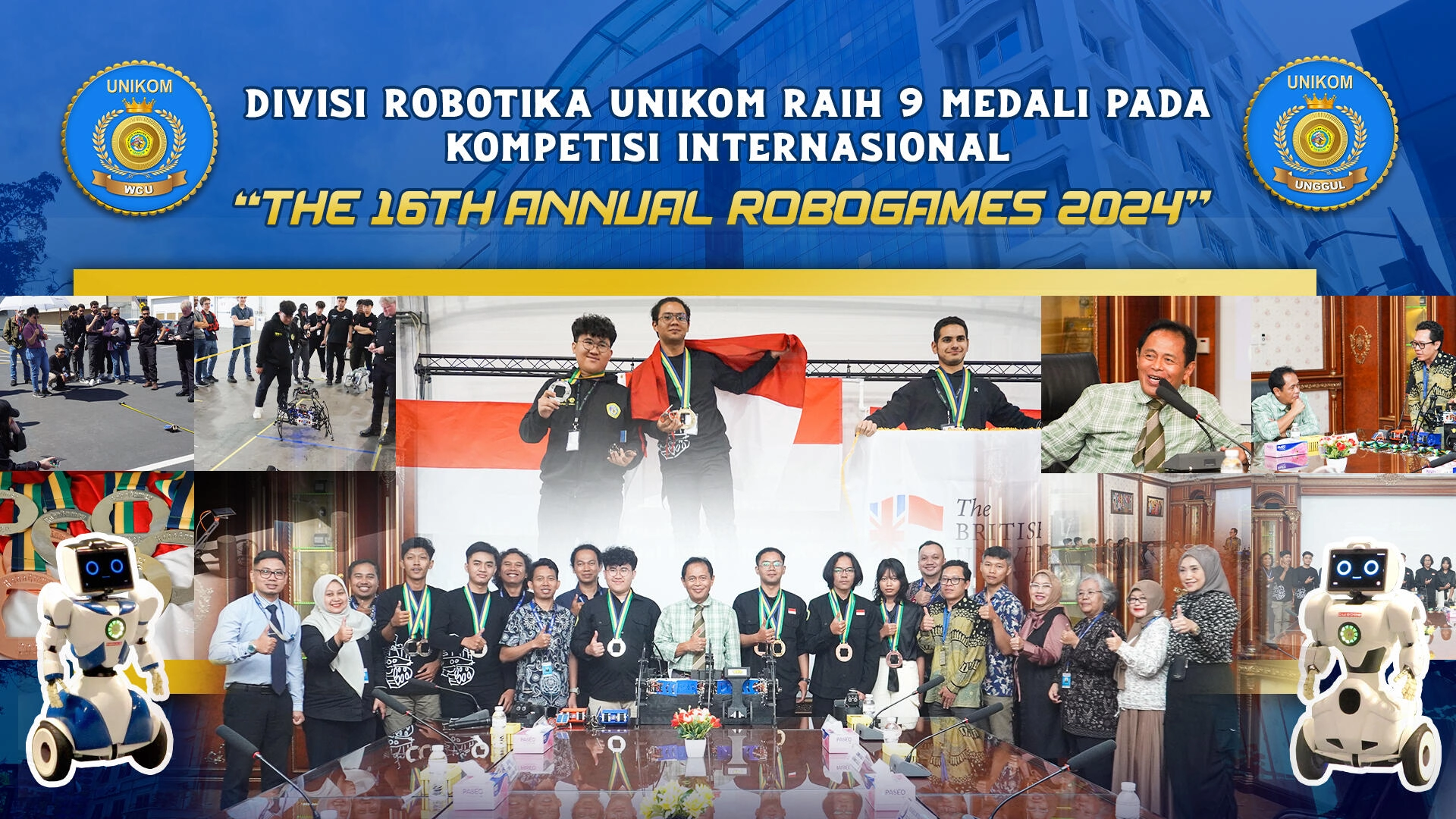 Divisi Robotika UNIKOM Raih 9 Medali Pada Kompetisi Internasional “The 16th Annual Robogames 2024”