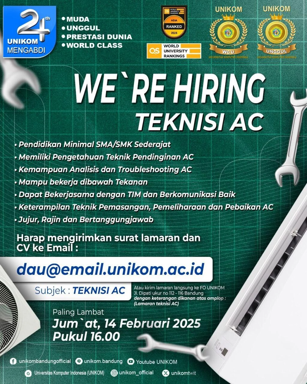 Informasi Lowongan Pekerjaan - Teknisi AC