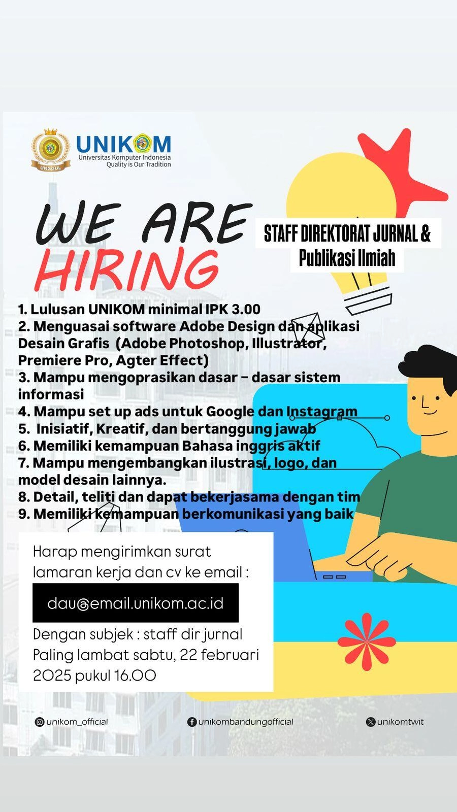 WE ARE HIRING! Staff Direktorat Jurnal & Publikasi Ilmiah