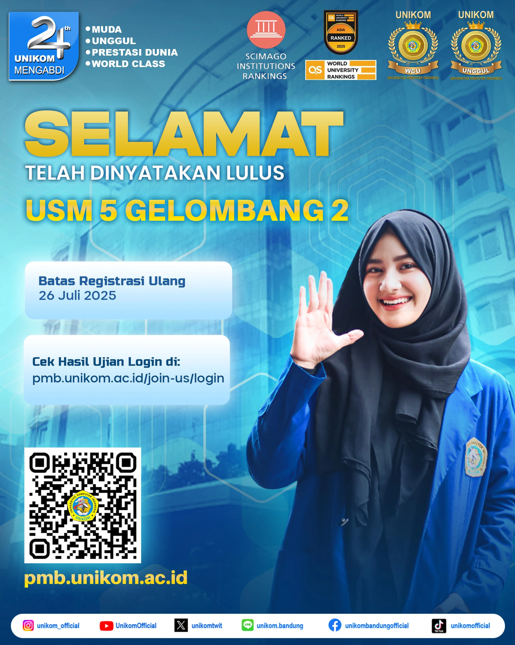 Informasi Hasil Kelulusan Gelombang II USMBK 5 UNIKOM 2025