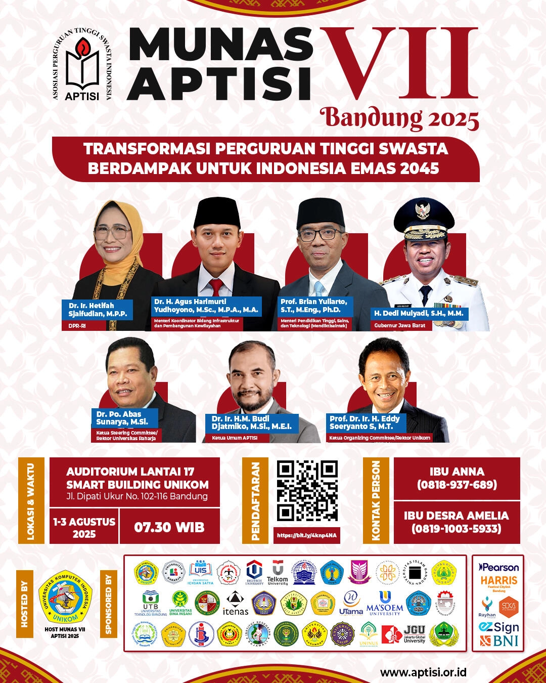 Musyawarah Nasional (MUNAS) ke-VII APTISI : Transformasi Perguruan Tinggi Swasta Berdampak untuk Ind...